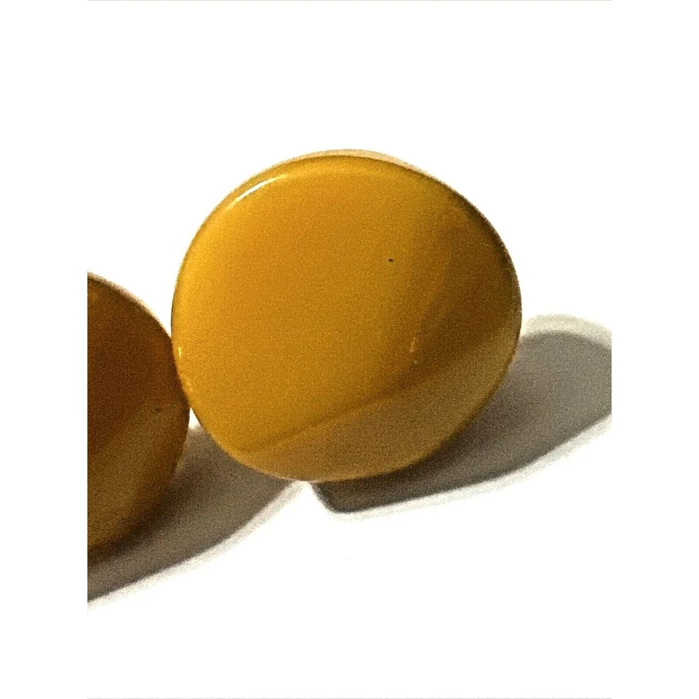 Vintage Bakelite Earrings Butterscotch Yellow Button Screw Back Mid Century 1”